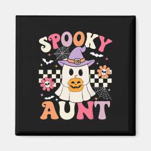 Groovy Spooky Tante Ghost Holding Pumpkin Hallowee Magnet