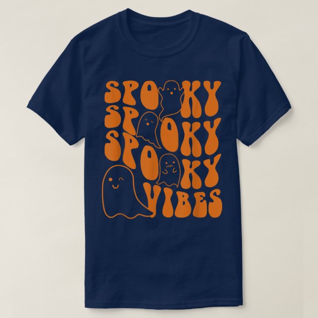 Groovy Spooky Vibes Boo Ghost Spooky Season Hallow T-Shirt (Design vorne)