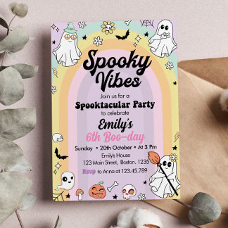 Groovy Spooky Vibes Ghost Birthday Einladung