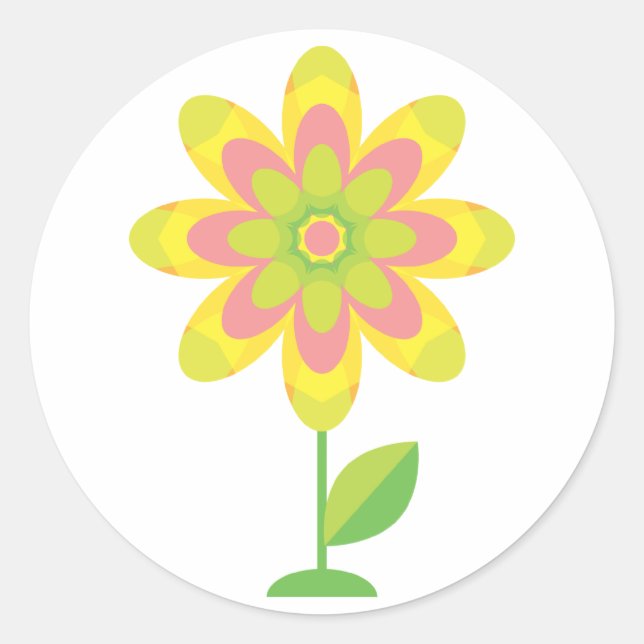 Groovy Spring Blume Runder Aufkleber (Vorderseite)
