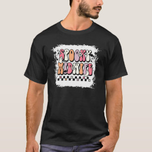 Groovy-spukhafte Hebamme Floral Geist Halloween-He T-Shirt