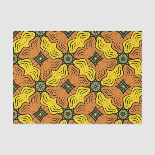 Groovy Squares, grün, gelb und orange Seidenpapier (Vorderseite)