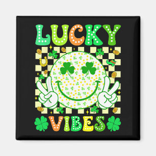 Groovy St. Patricks Day Glückliche Vibes Shamrock  Magnet