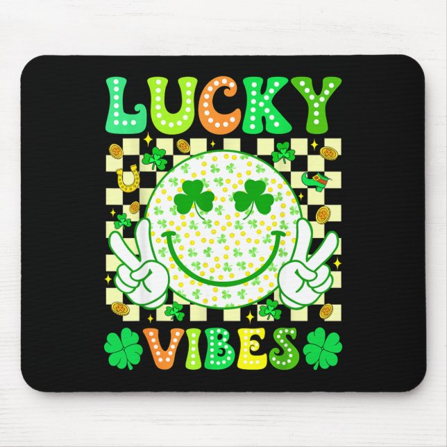Groovy St. Patricks Day Glücksgefühle Shamrock Fra Mousepad (Vorne)
