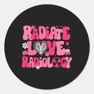 Groovy strahlt Liebe Radiologie Röntgenassistentin Runder Aufkleber