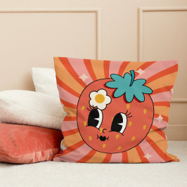 Groovy Strawberry Fruchtcharakter Hippie 60er Retr Kissen