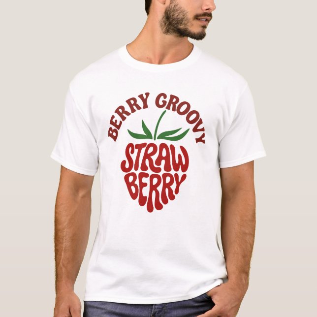 Groovy Strawberry Retro 70er Vibes T-Shirt (Vorderseite)