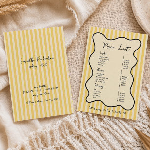 Groovy Streifen Gelbe Handschriftliche Preisliste