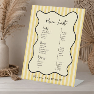 Groovy Streifen Gelbe Handschriftliche Preisliste Sockelschild