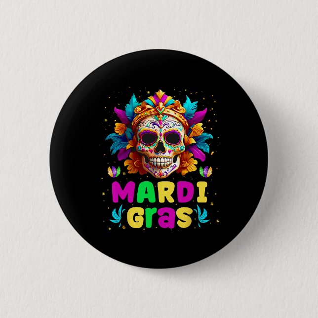 Groovy Sugar Skull Jester Costume Mardi Gras Men W Button (Vorderseite)