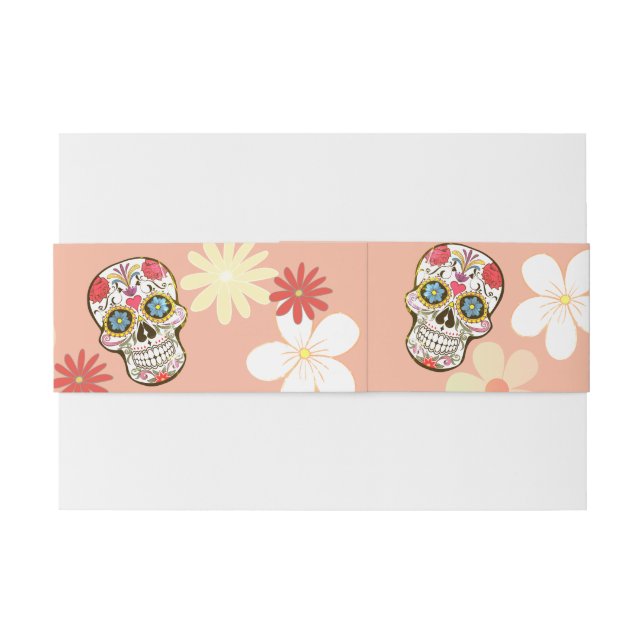 Groovy Sugar Skull Soft Colors Retro Blume Einladungsbanderole (Rückseitenbeispiel)