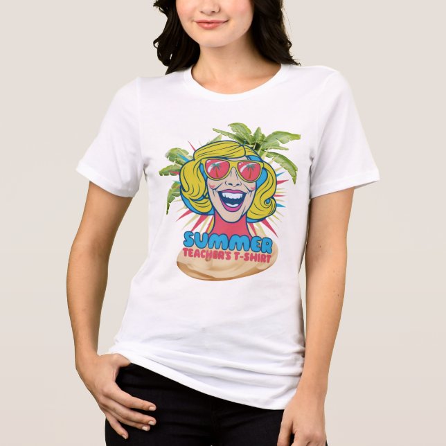 Groovy Summer Vibes Smiley T-Shirt für Lehrer Tri-Blend Shirt (Vorderseite)
