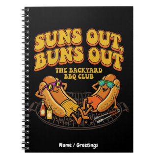 Groovy Suns Out Buns Out Hinterhof BBQ Club Lustig Notizblock