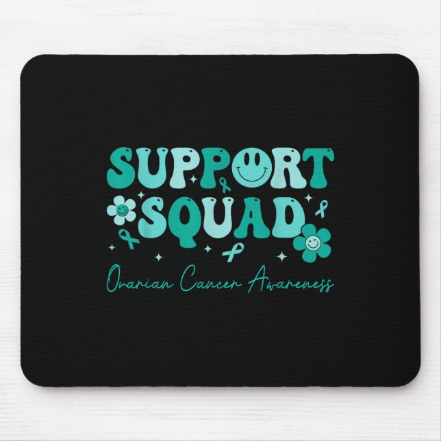 Groovy Support Squad Aquamarin Ribbon Ovarialkarzi Mousepad (Vorne)