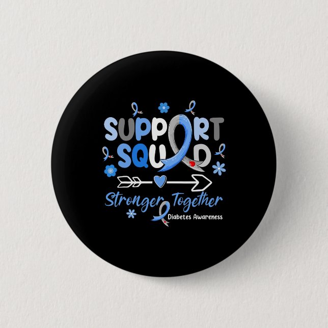 Groovy Support Squad Blue Ribbon Diabetes Awarenes Button (Vorderseite)