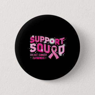 Groovy Support Squad Breast Cancer Awareness Pink Button
