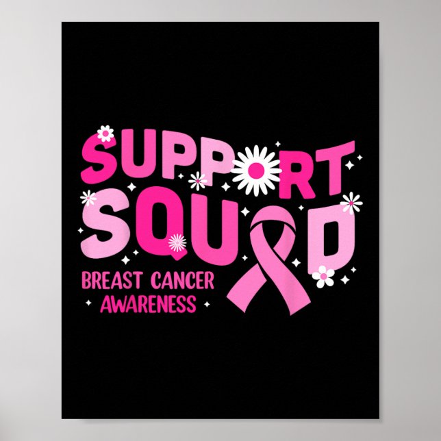 Groovy Support Squad Breast Cancer Awareness Pink Poster (Vorne)