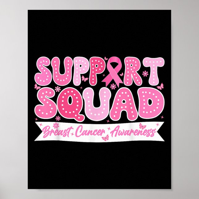 Groovy Support Squad Breast Cancer Awareness Pink Poster (Vorne)