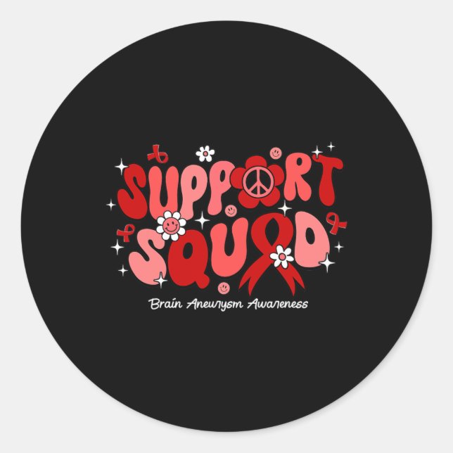 Groovy Support Squad Gehirnaneurysm Bewusstsein Runder Aufkleber (Vorderseite)