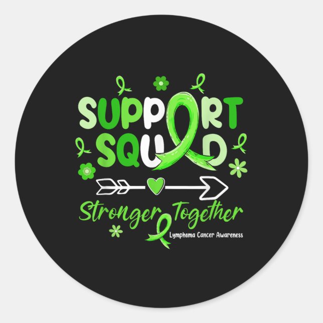 Groovy Support Squad Green Ribbon Lymphoma Cancer Runder Aufkleber (Vorderseite)