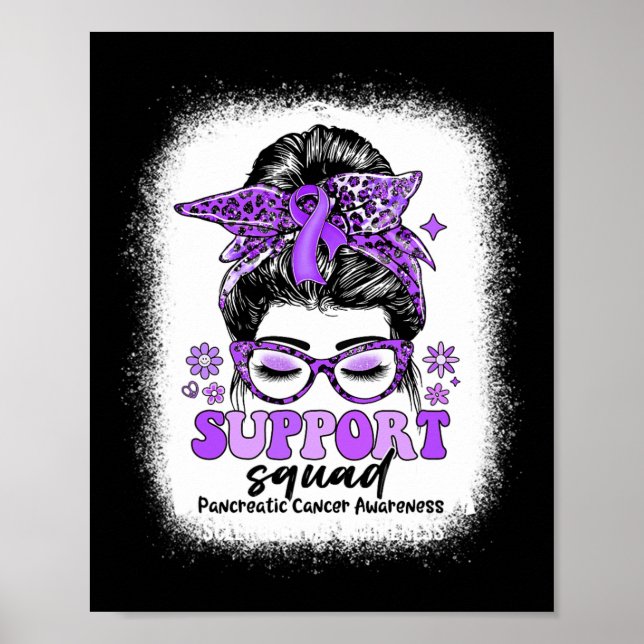 Groovy Support Squad Messy Bun Bauchspeicheldrüsen Poster (Vorne)
