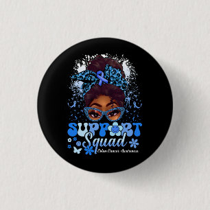 Groovy Support Squad Messy Bun Colon Cancer Awaren Button