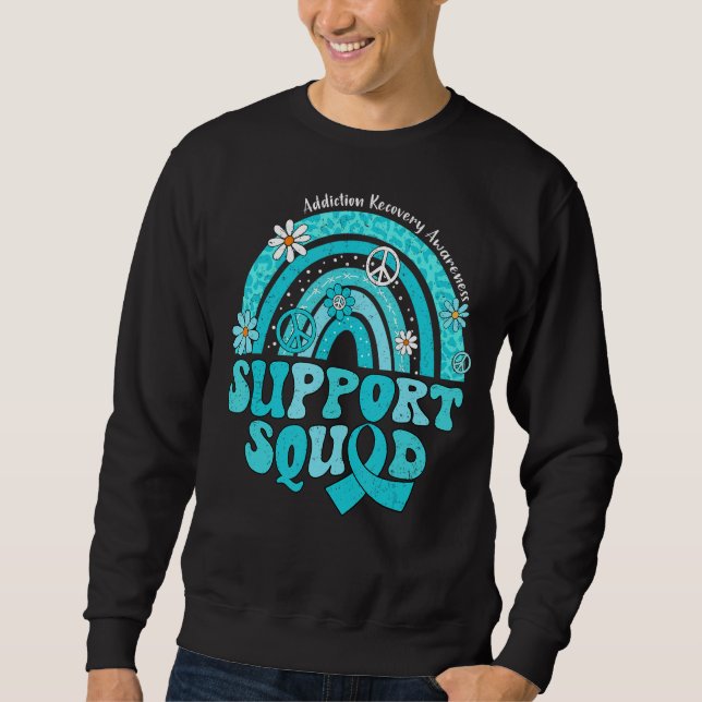 Groovy Support Squad Rainbow Addiction Recovery Aw Sweatshirt (Vorderseite)
