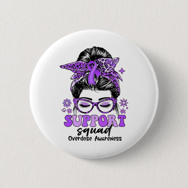 Groovy Support Squad Unordentlicher Dutt Frauen Üb Button (Vorderseite)