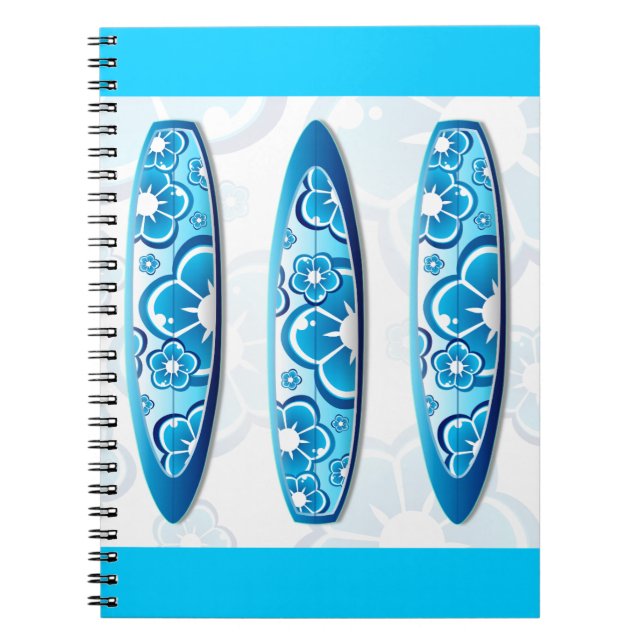 Groovy Surfboard mit Blume Notizblock (Vorderseite)