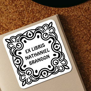Groovy Swirls Ex Libris Buchschildetiketten - Maßg Quadratischer Aufkleber