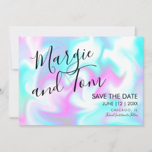 Groovy Swirls Schrift Save the Date Pink Blau Einladung