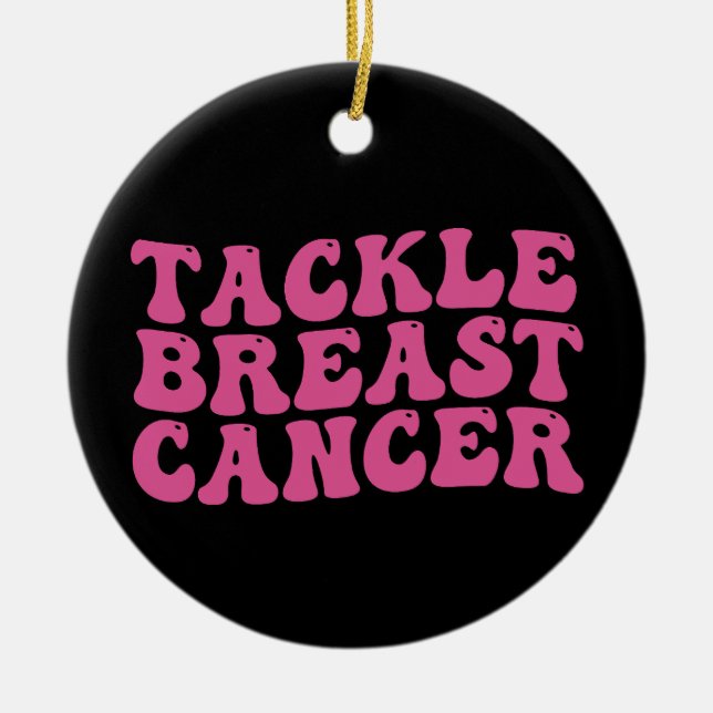 Groovy Tackle Brustkrebs Bewusstsein Keramik Ornament (Vorne)