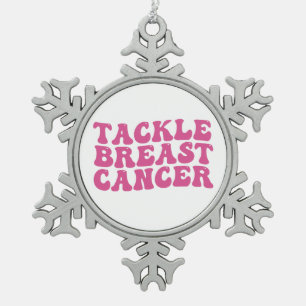 Groovy Tackle Brustkrebs Bewusstsein Schneeflocken Zinn-Ornament