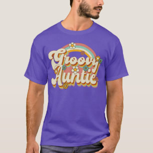 Groovy Tante Retro 70er Regenbogen und Blumen Mädc T-Shirt