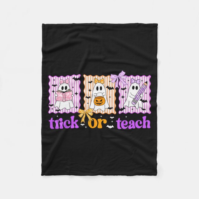 Groovy Teacher Halloween Trick Or Teach Ghost Men  Fleecedecke (Vorderseite)