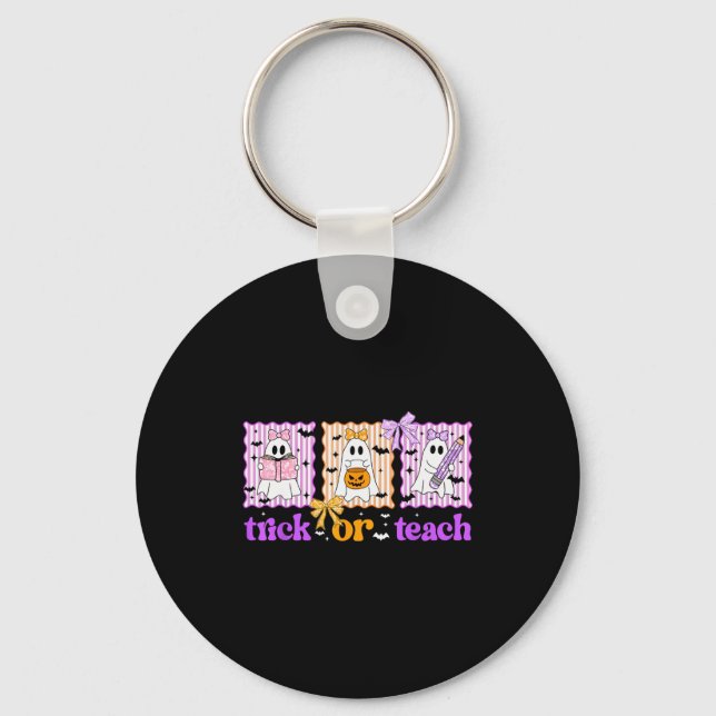 Groovy Teacher Halloween Trick Or Teach Ghost Men  Schlüsselanhänger (Vorderseite)