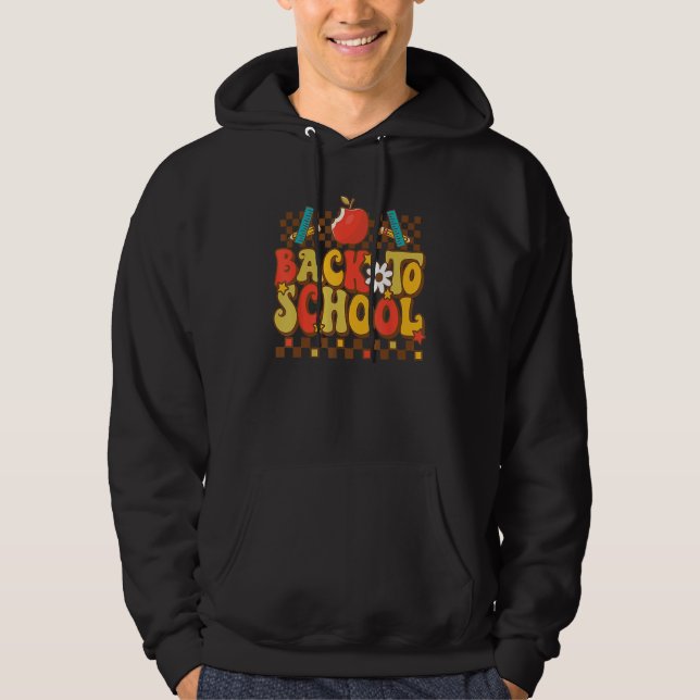 Groovy Teacher Vibes Elementary Retro Welcome Back Hoodie (Vorderseite)