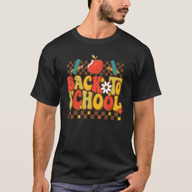 Groovy Teacher Vibes Elementary Retro Welcome Back T-Shirt (Vorderseite)