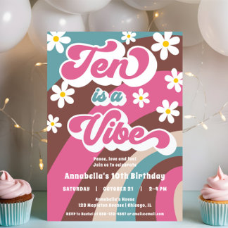 Groovy Ten ist ein Vibe Pink aquamarines Mädchen 1 Einladung