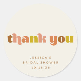 Groovy Terracotta Peach Retro Text Custom Dusche Runder Aufkleber