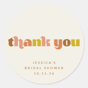 Groovy Terracotta Peach Retro Text Custom Dusche Runder Aufkleber