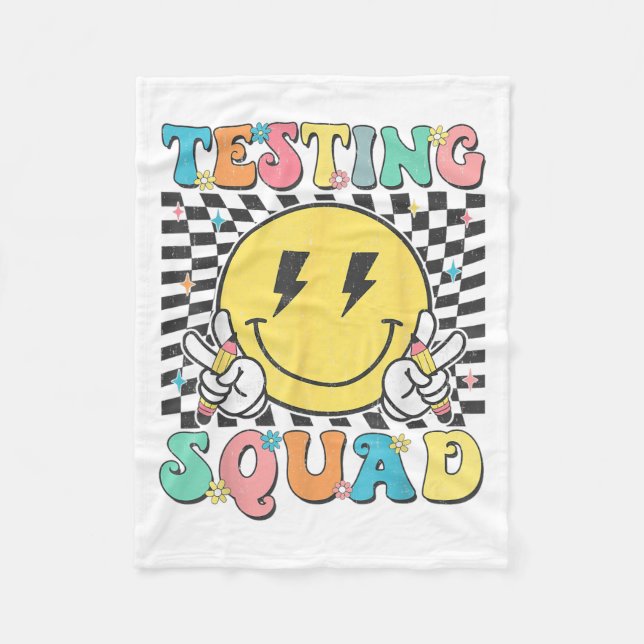 Groovy Test Day Testing Squad Motivation Teacher S Fleecedecke (Vorderseite)