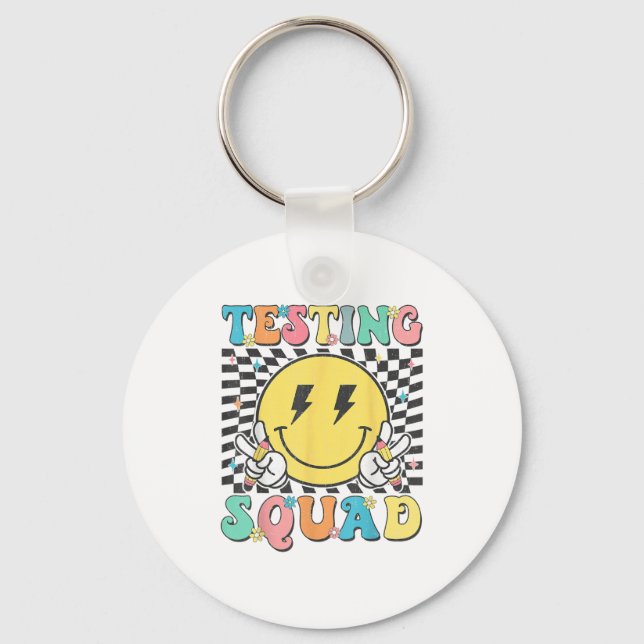 Groovy Test Day Testing Squad Motivation Teacher S Schlüsselanhänger (Vorderseite)