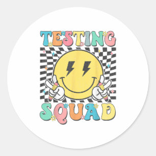 Groovy Test Day Testing Squad Motivationslehrer S Runder Aufkleber