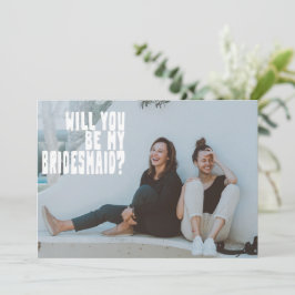 Groovy Text Overlay Bridesmaid Foto Vorschlag Card Einladung