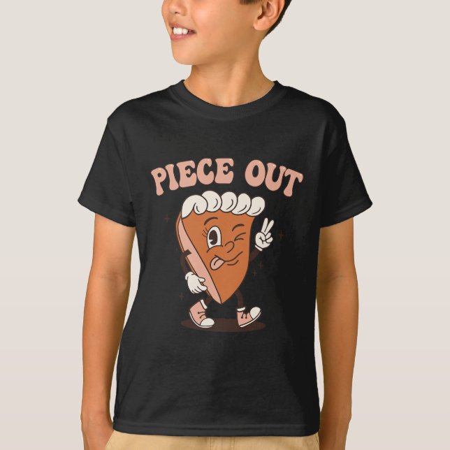 Groovy Thankful Pumpkin Pie Retro Piece Out Danke T-Shirt (Vorderseite)