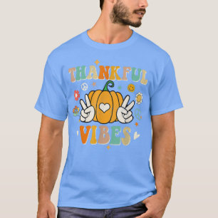 Groovy Thankful Vibes Retro Autumn Halloween Danke T-Shirt