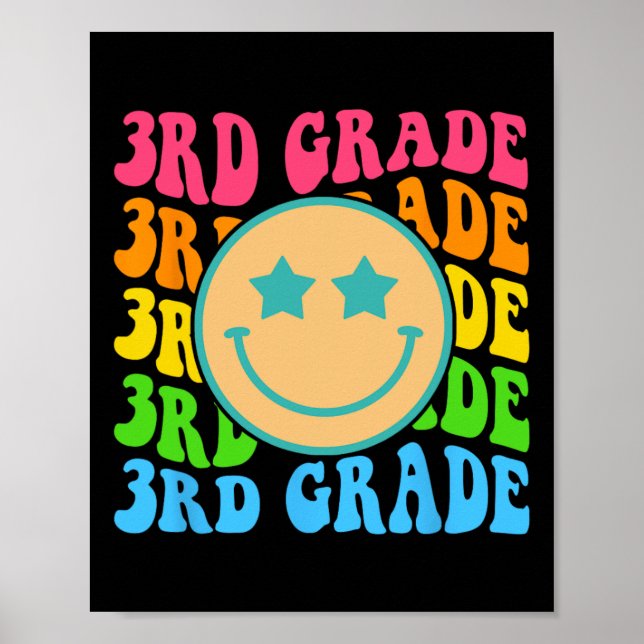 Groovy Third Grade Vibes Face Retro Lehrer zurück Poster (Vorne)