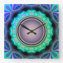 Groovy Time Aqua Green Lila Wall Clock