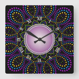 Groovy Time farbenfrohe Hintergrundbeleuchtung Swi Quadratische Wanduhr